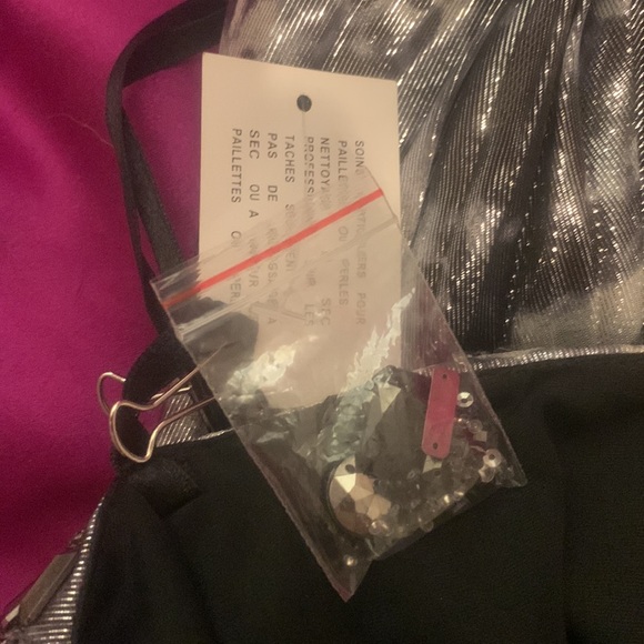 NWT Simon Chang Size 10 sequin cocktail dress. Metallic silver and black - Picture 4 of 10